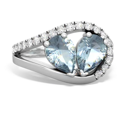 Aquamarine Nestled Heart Keepsake 14K White Gold ring R5650