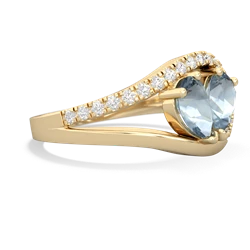 Aquamarine Nestled Heart Keepsake 14K Yellow Gold ring R5650