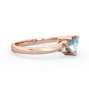 Aquamarine Delicate Heart 14K Rose Gold ring R0203