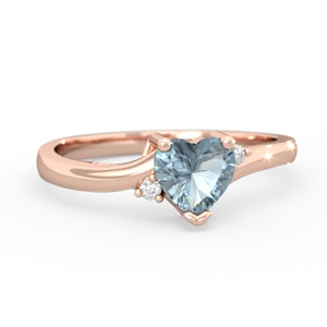 Aquamarine Delicate Heart 14K Rose Gold ring R0203