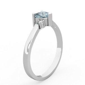 Aquamarine Delicate Heart 14K White Gold ring R0203
