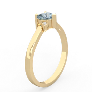 Aquamarine Delicate Heart 14K Yellow Gold ring R0203