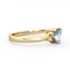 Aquamarine Delicate Heart 14K Yellow Gold ring R0203
