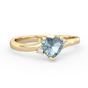 Aquamarine Delicate Heart 14K Yellow Gold ring R0203