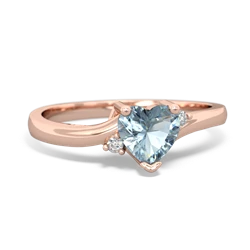 Aquamarine Delicate Heart 14K Rose Gold ring R0203