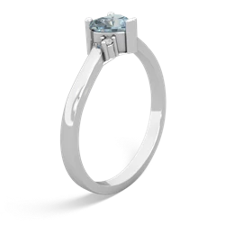 Aquamarine Delicate Heart 14K White Gold ring R0203