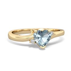 Aquamarine Delicate Heart 14K Yellow Gold ring R0203