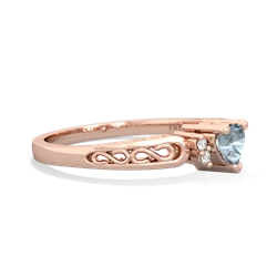 Aquamarine Filligree Scroll Heart 14K Rose Gold ring R2429