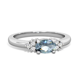 Aquamarine Simply Elegant East-West 14K White Gold ring R2480