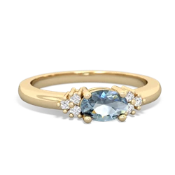 Aquamarine Simply Elegant East-West 14K Yellow Gold ring R2480