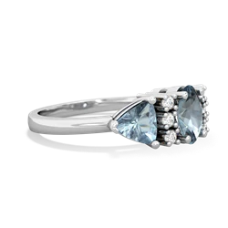 Aquamarine Antique Style Three Stone 14K White Gold ring R2186