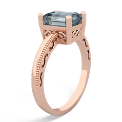 Aquamarine Milgrain Scroll 14K Rose Gold ring R2338