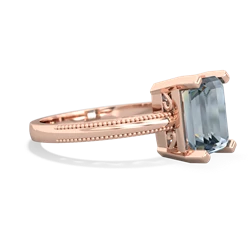 Aquamarine Milgrain Scroll 14K Rose Gold ring R2338