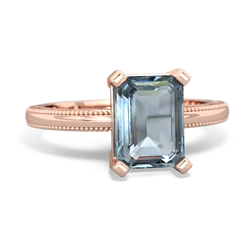 Aquamarine Milgrain Scroll 14K Rose Gold ring R2338