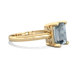 Aquamarine Milgrain Scroll 14K Yellow Gold ring R2338