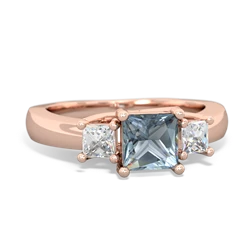 Aquamarine Three Stone Trellis 14K Rose Gold ring R4015