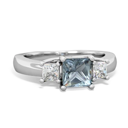 Aquamarine Three Stone Trellis 14K White Gold ring R4015