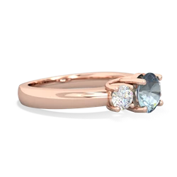 Aquamarine Diamond Three Stone Round Trellis 14K Rose Gold ring R4018