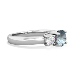 Aquamarine Diamond Three Stone Round Trellis 14K White Gold ring R4018