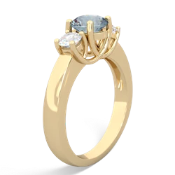 Aquamarine Diamond Three Stone Round Trellis 14K Yellow Gold ring R4018