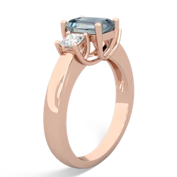Thumbnail for Aquamarine Three Stone Trellis 14K Rose Gold ring R4021 - hand 1 view