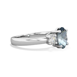 Thumbnail for Aquamarine Three Stone Trellis 14K White Gold ring R4024 - side view