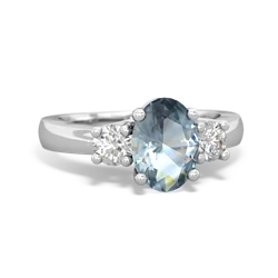 Thumbnail for Aquamarine Three Stone Trellis 14K White Gold ring R4024 - front view