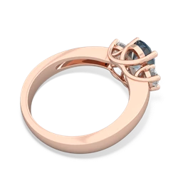 Aquamarine Diamond Three Stone Oval Trellis 14K Rose Gold ring R4024