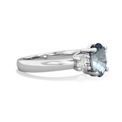 Aquamarine Diamond Three Stone Oval Trellis 14K White Gold ring R4024