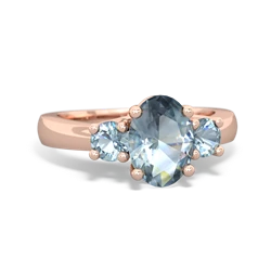 Aquamarine Three Stone Oval Trellis 14K Rose Gold ring R4024