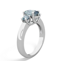 Aquamarine Three Stone Oval Trellis 14K White Gold ring R4024