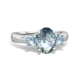 Aquamarine Three Stone Oval Trellis 14K White Gold ring R4024