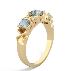 Aquamarine Hugs And Kisses 14K Yellow Gold ring R5016