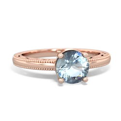Aquamarine Milgrain Filigree 14K Rose Gold ring R5090