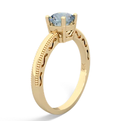 Aquamarine Milgrain Filigree 14K Yellow Gold ring R5090