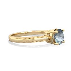 Aquamarine Milgrain Filigree 14K Yellow Gold ring R5090