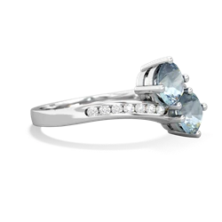 Aquamarine Channel Set Two Stone 14K White Gold ring R5303