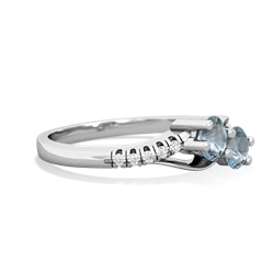 Aquamarine Infinity Pave Two Stone 14K White Gold ring R5285