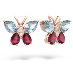 Aquamarine Butterfly 14K Rose Gold earrings E2215