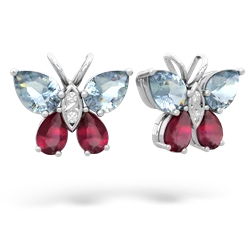 Aquamarine Butterfly 14K White Gold earrings E2215