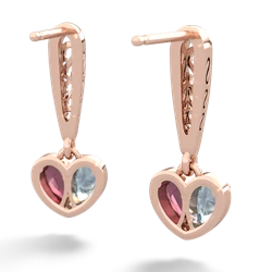 Aquamarine Filligree Heart 14K Rose Gold earrings E5070