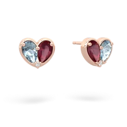 Aquamarine 'Our Heart' 14K Rose Gold earrings E5072