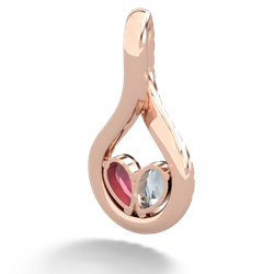 Aquamarine Pave Twist 'One Heart' 14K Rose Gold pendant P5360