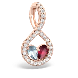 Aquamarine Pave Twist 'One Heart' 14K Rose Gold pendant P5360