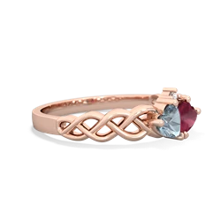 Aquamarine Heart To Heart Braid 14K Rose Gold ring R5870