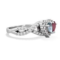 Aquamarine Diamond Twist 'One Heart' 14K White Gold ring R2640HRT