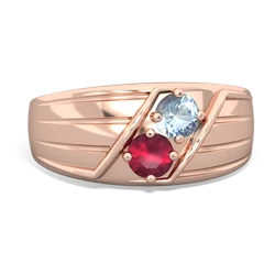 Aquamarine Men's Streamline 14K Rose Gold ring R0460