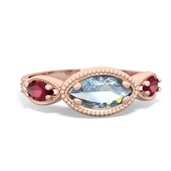 Aquamarine Milgrain Marquise 14K Rose Gold ring R5700