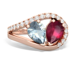 Aquamarine Nestled Heart Keepsake 14K Rose Gold ring R5650