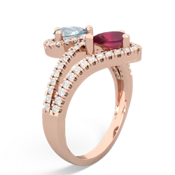 Aquamarine Diamond Dazzler 14K Rose Gold ring R3000